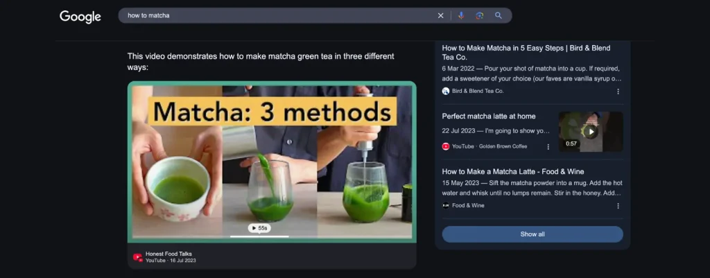 honest food talks youtube in ai overviews